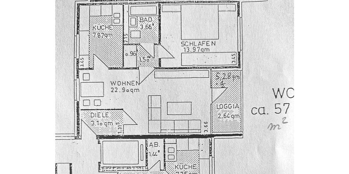 Etagenwohnung Essen Überruhr-Holthausen - 2 Zimmer, 57 m&sup2;, 129.900&euro; | Angebot:25126007