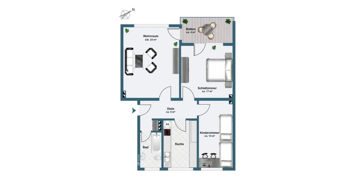 Etagenwohnung Essen Stadtbezirk IV - 3 Zimmer, 76 m&sup2;, 165.000&euro; | Angebot:25256014