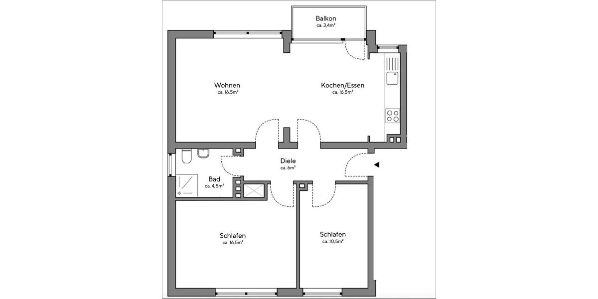 Etagenwohnung Datteln - 3 Zimmer, 71 m&sup2;, 710&euro; | Angebot:26035827