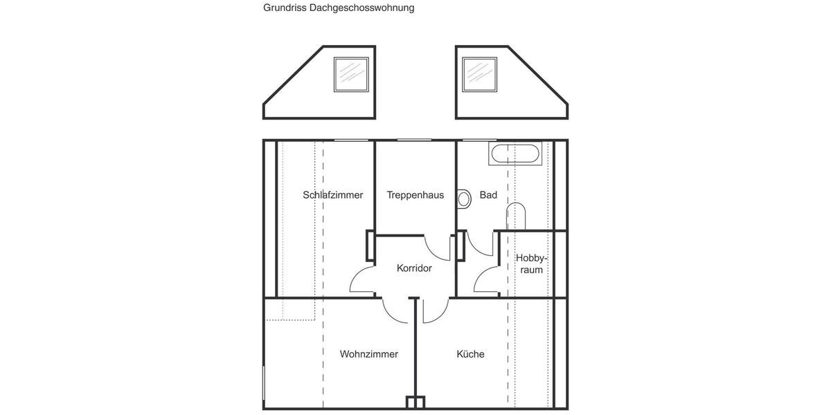 Dachgeschoßwohnung Dortmund Mengede - 2 Zimmer, 57 m&sup2;, 484&euro; | Angebot:25282857