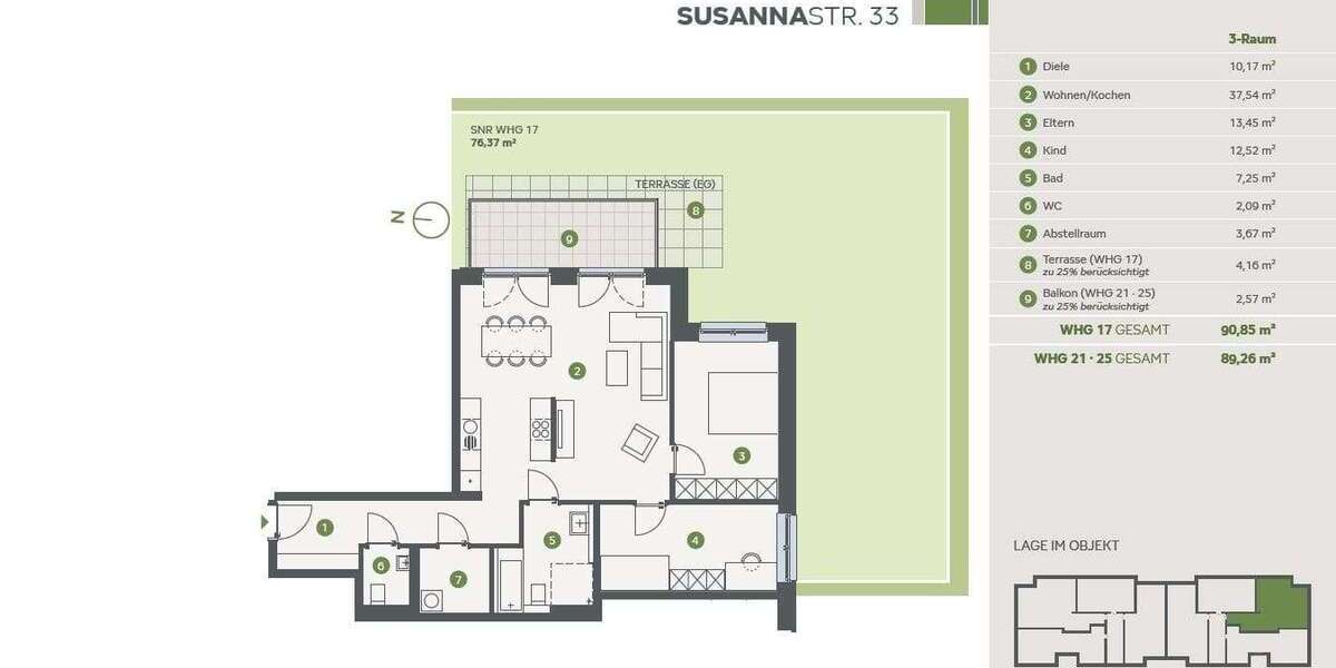 Etagenwohnung Essen Stadtbezirk II - 3 Zimmer, 89 m&sup2;, 478.000&euro; | Angebot:27345936
