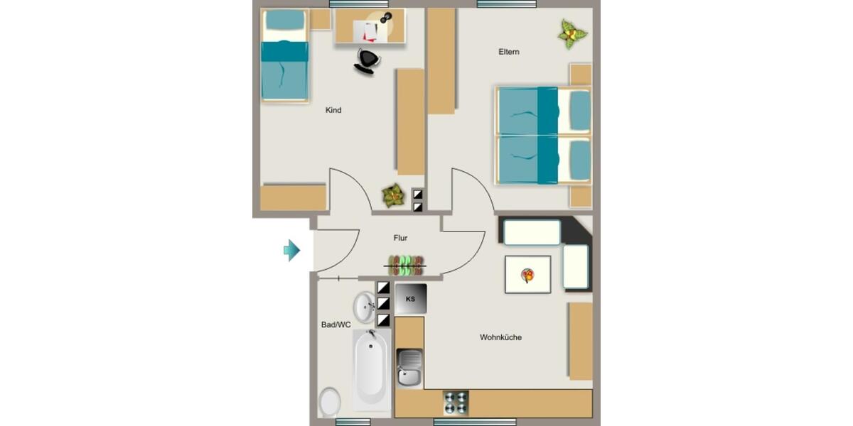 Erdgeschoßwohnung Dortmund Innenstadt Nord - 2.5 Zimmer, 50 m&sup2;, 430&euro; | Angebot:25648649