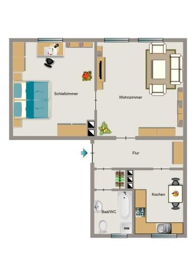 Etagenwohnung Dortmund Innenstadt Nord - 2.5 Zimmer, 52 m&sup2;, 458&euro; | Angebot:25956800