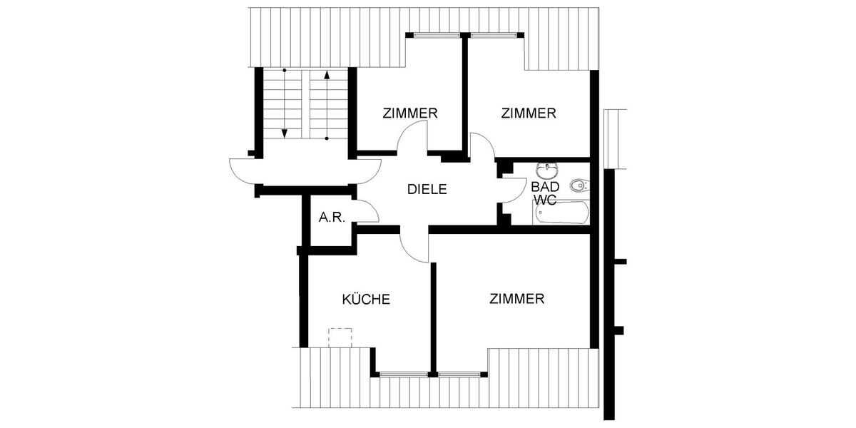 Dachgeschoßwohnung Recklinghausen König Ludwig - 3.5 Zimmer, 51 m&sup2;, 300&euro; | Angebot:25053170