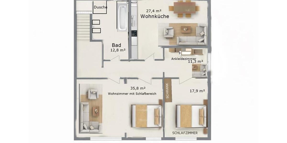 Etagenwohnung Hagen Hagen-Mitte - 2.5 Zimmer, 115 m&sup2;, 965&euro; | Angebot:25934349
