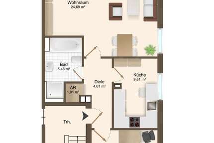 Wohnung Bochum / Eppendorf Eppendorf - 2.5 Zimmer, 63 m&sup2;, 900&euro; | Angebot:22633781