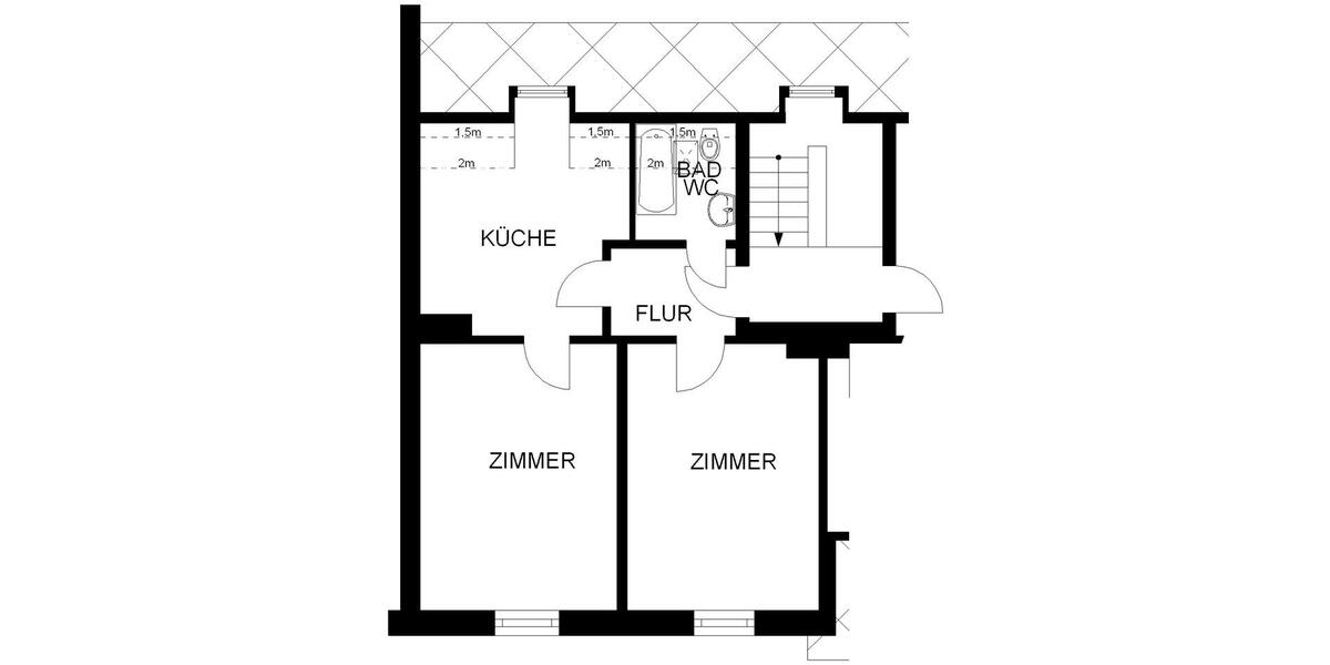 Etagenwohnung Hagen Hagen-Nord - 2 Zimmer, 53 m&sup2;, 79&euro; | Angebot:25864475