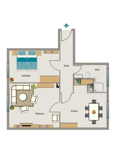 Etagenwohnung Herne Baukau - 2.5 Zimmer, 59 m&sup2;, 457&euro; | Angebot:24514759