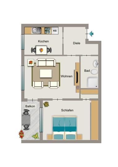 Etagenwohnung Lünen Brambauer - 2.5 Zimmer, 45 m&sup2;, 380&euro; | Angebot:25050840