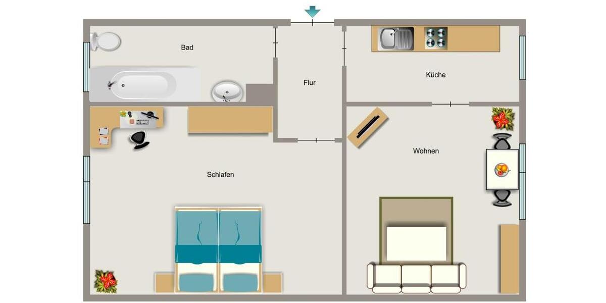 Etagenwohnung Bochum Bochum-Nord - 2.5 Zimmer, 49 m&sup2;, 447&euro; | Angebot:25535329