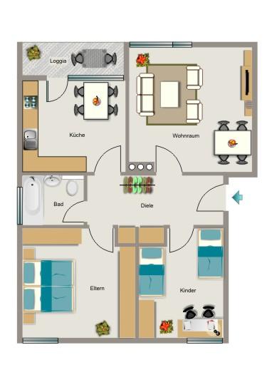 Etagenwohnung Gelsenkirchen Rotthausen - 3.5 Zimmer, 71 m&sup2;, 512&euro; | Angebot:26051345