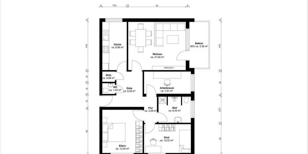 Etagenwohnung Olfen - 4 Zimmer, 82 m&sup2;, 234.000&euro; | Angebot:25870196