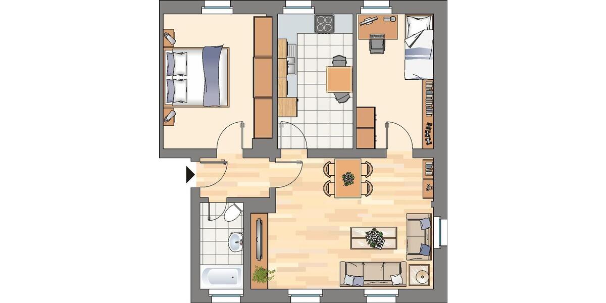 Etagenwohnung Gelsenkirchen Resse - 4 Zimmer, 59 m&sup2;, 429&euro; | Angebot:25979811