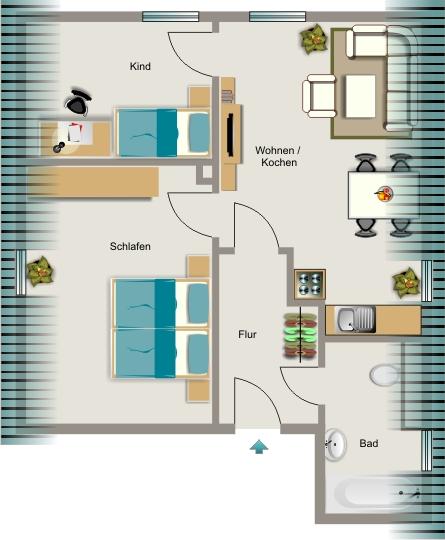 Dachgeschoßwohnung Gelsenkirchen Gelsenkirchen-Mitte - 3.5 Zimmer, 66 m&sup2;, 436&euro; | Angebot:25796705