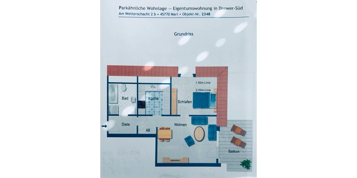 Dachgeschoßwohnung Marl - 2 Zimmer, 54 m&sup2;, 1.062&euro; | Angebot:25349094