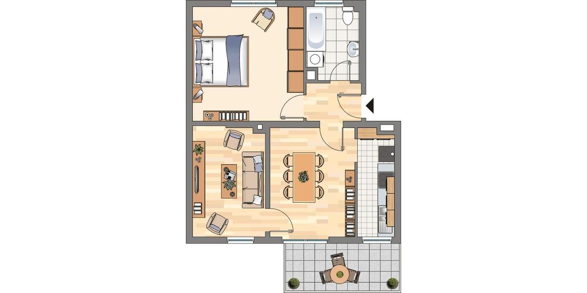 Etagenwohnung Castrop-Rauxel Bladenhorst - 2 Zimmer, 54 m&sup2;, 449&euro; | Angebot:25784515