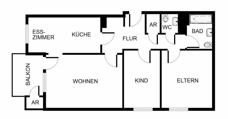 Etagenwohnung Essen Stadtbezirk VI - 3.5 Zimmer, 80 m&sup2;, 711&euro; | Angebot:25750087