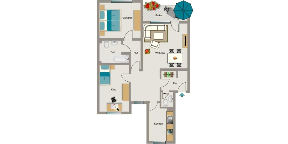 Etagenwohnung Herten Bertlich - 3.5 Zimmer, 80 m&sup2;, 478&euro; | Angebot:26453769
