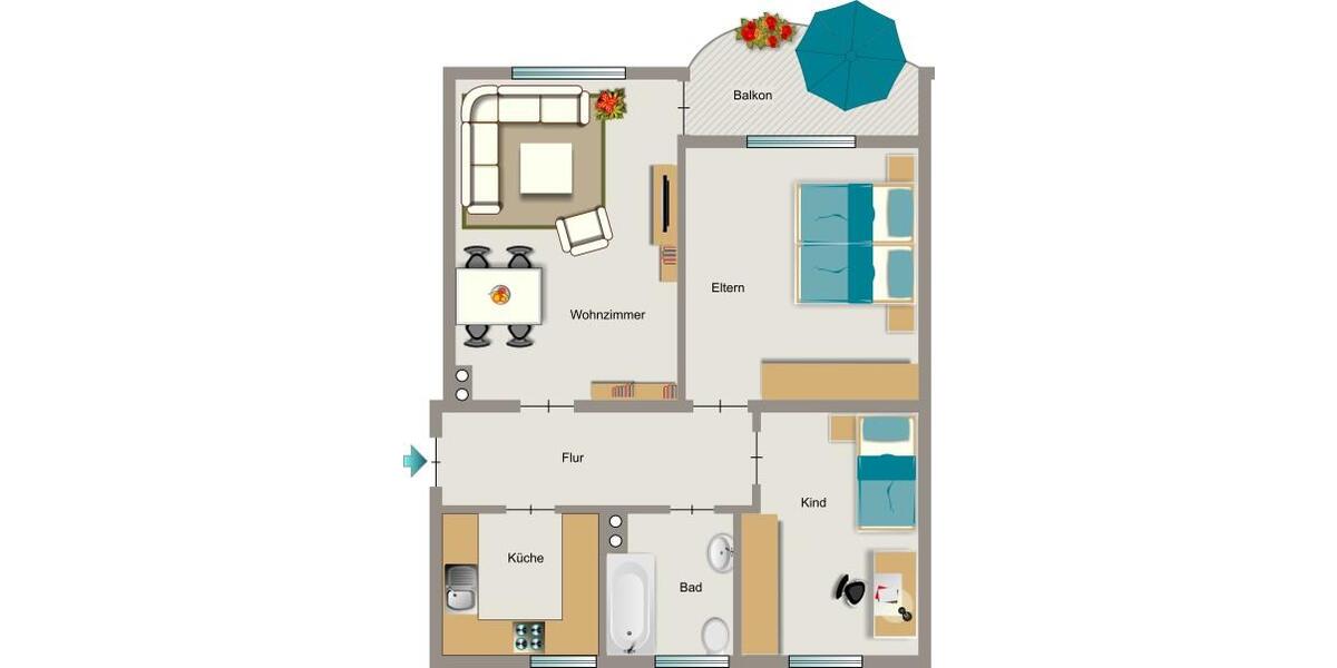 Erdgeschoßwohnung Recklinghausen König Ludwig - 3.5 Zimmer, 59 m&sup2;, 421&euro; | Angebot:25956786