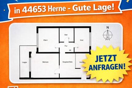 Wohnung Herne Wanne - 3.5 Zimmer, 76 m&sup2;, 1.250&euro; | Angebot:25967570