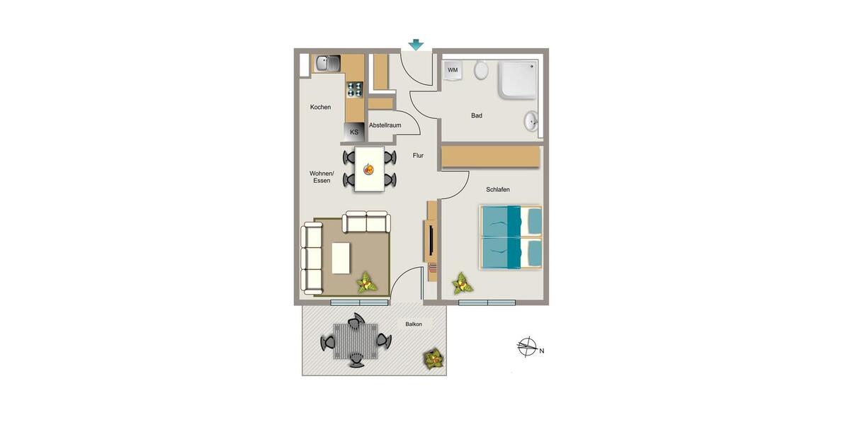 Etagenwohnung Bochum Bochum-Nord - 2 Zimmer, 58 m&sup2;, 791&euro; | Angebot:24976581