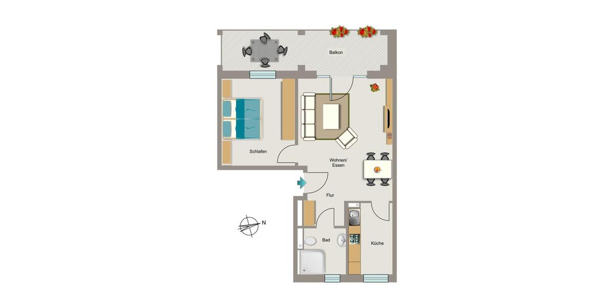 Etagenwohnung Essen Stadtbezirk II - 2.5 Zimmer, 65 m&sup2;, 833&euro; | Angebot:25796701