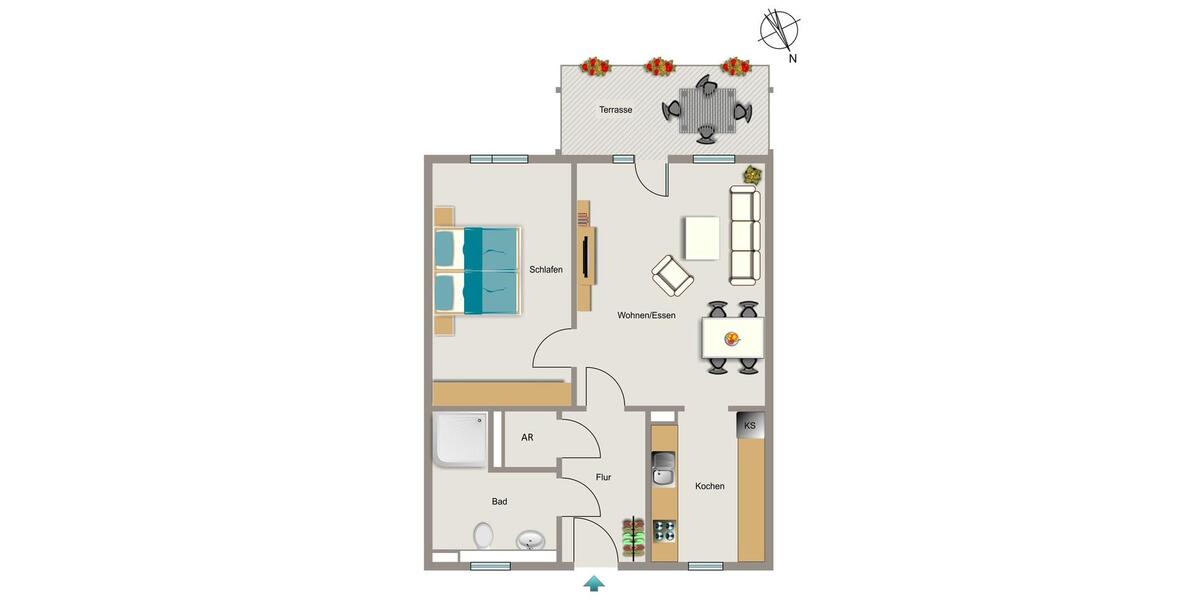 Erdgeschoßwohnung Essen Stadtbezirk V - 2 Zimmer, 63 m&sup2;, 657&euro; | Angebot:25209204