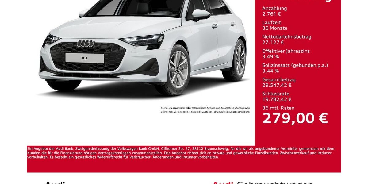 Audi A3 5.381 km 29.888 &euro; Dortmund 44143