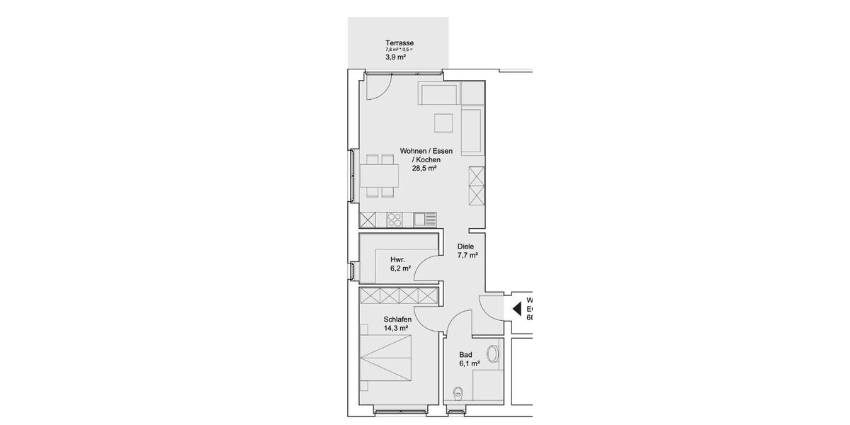 Erdgeschoßwohnung Waltrop - 2 Zimmer, 67 m&sup2;, 968&euro; | Angebot:25103511