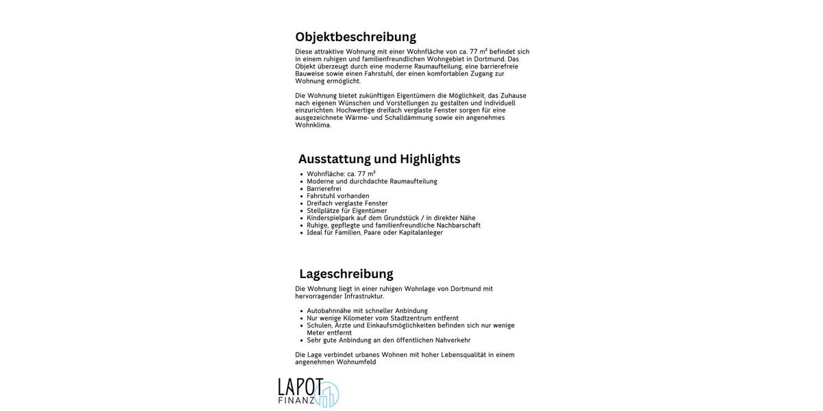 Etagenwohnung Dortmund Huckarde - 3 Zimmer, 77 m&sup2;, 165.000&euro; | Angebot:24767735