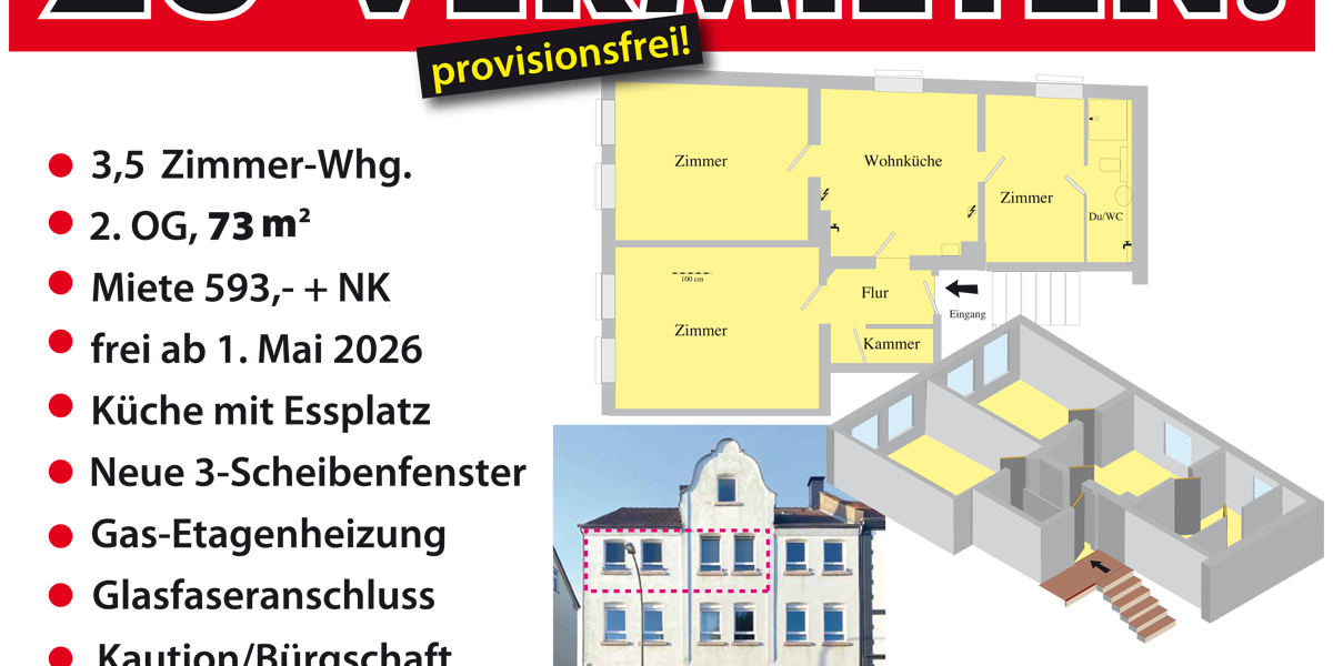 sonnige 3-Zimmer-Whg. frei - Mehrfamilienhaus, Wohnhaus Bochum Linden | Angebot:26021994