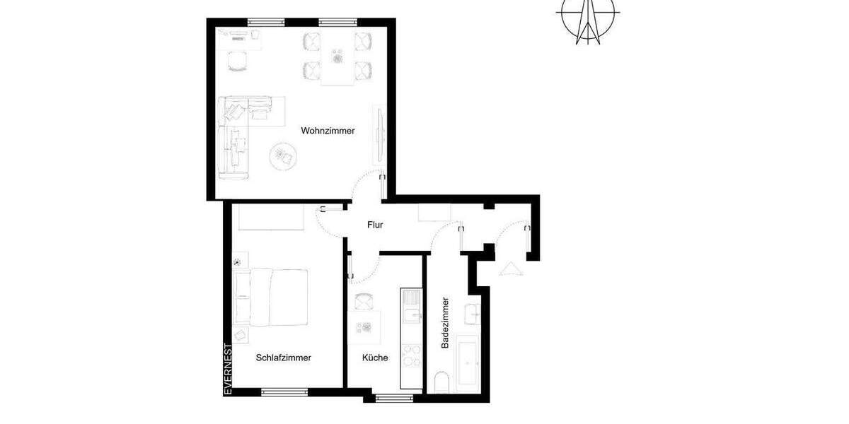 Etagenwohnung Essen Rüttenscheid - 2 Zimmer, 60 m&sup2;, 249.000&euro; | Angebot:25687089