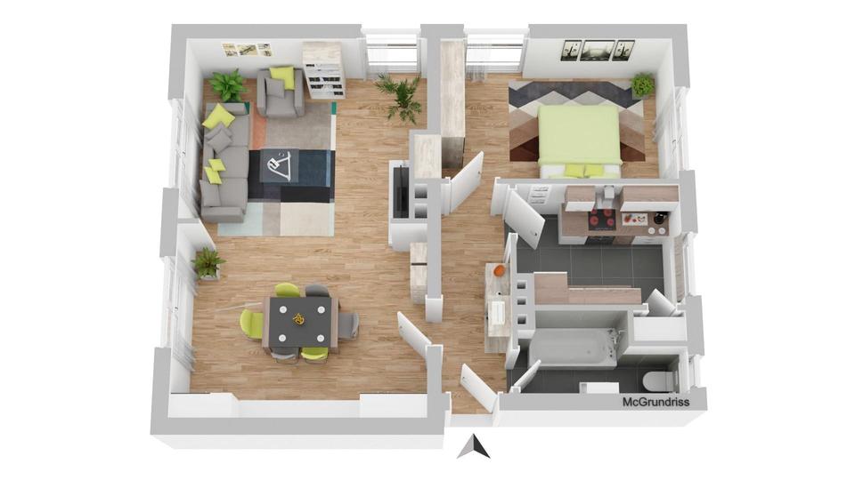 Etagenwohnung Bochum Altenbochum - 2.5 Zimmer, 58 m&sup2;, 609&euro; | Angebot:25307496