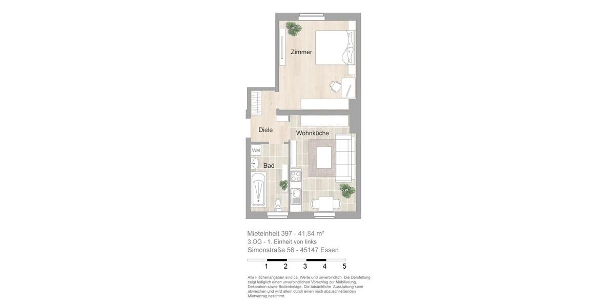 Dachgeschoßwohnung Essen Stadtbezirk III - 2 Zimmer, 42 m&sup2;, 488&euro; | Angebot:25942581