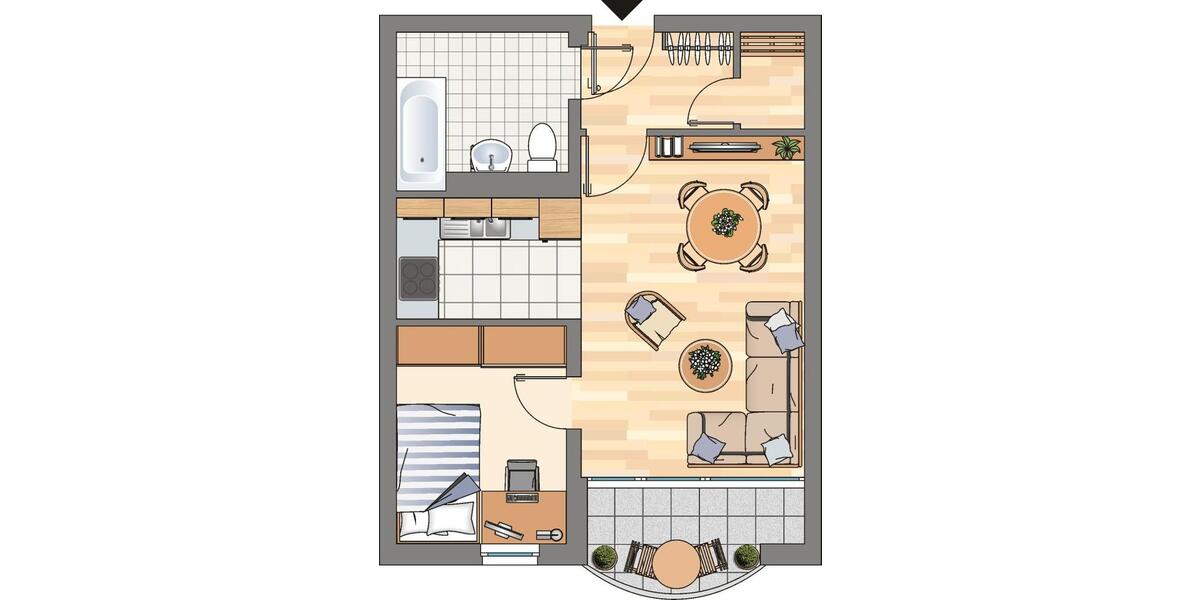 Etagenwohnung Dortmund Brackel - 1 Zimmer, 46 m&sup2;, 472&euro; | Angebot:24812024