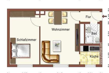 Wohnung Dortmund Innenstadt Nord - 2.5 Zimmer, 45 m&sup2;, 379&euro; | Angebot:26607710