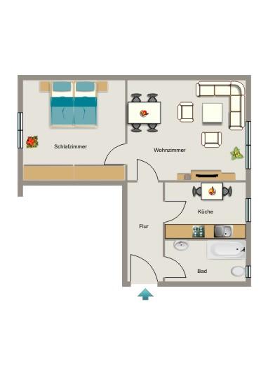 Erdgeschoßwohnung Marl Alt-Marl - 2.5 Zimmer, 42 m&sup2;, 410&euro; | Angebot:25643766