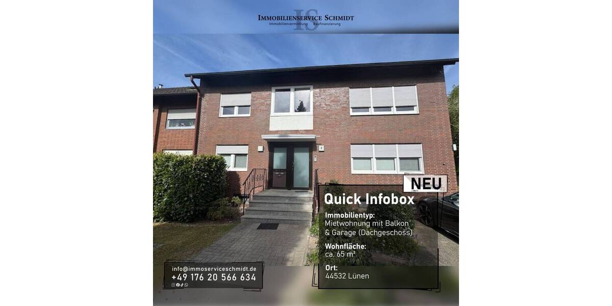 Etagenwohnung Lünen Horstmar - 2 Zimmer, 65 m&sup2;, 550&euro; | Angebot:26569597