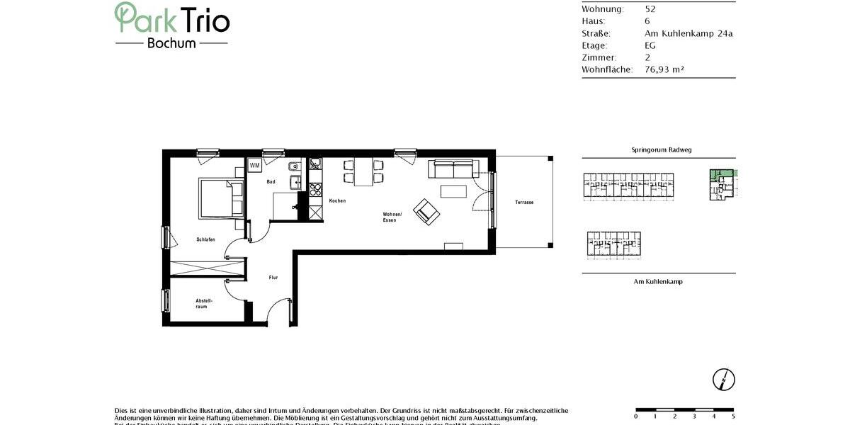 Erdgeschoßwohnung Bochum Bochum-Südwest - 2 Zimmer, 77 m&sup2;, 1.080&euro; | Angebot:25542399