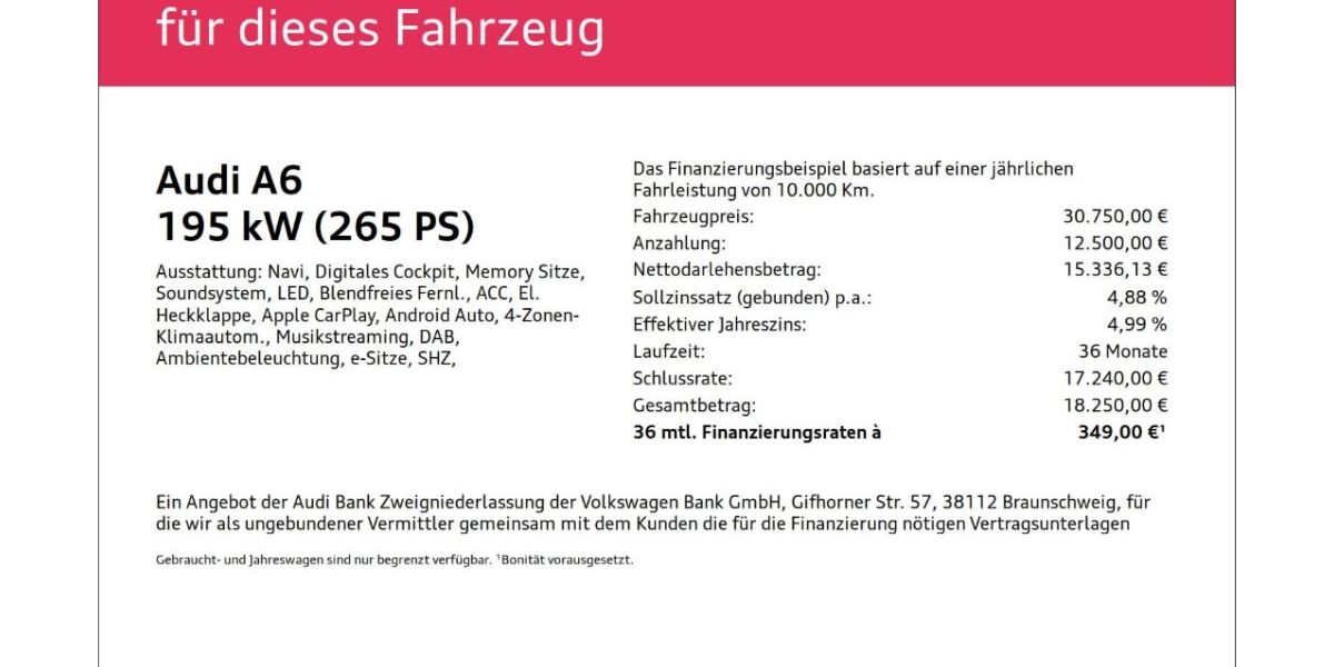 Audi A6 63.226 km 30.750 &euro; Wuppertal 42109
