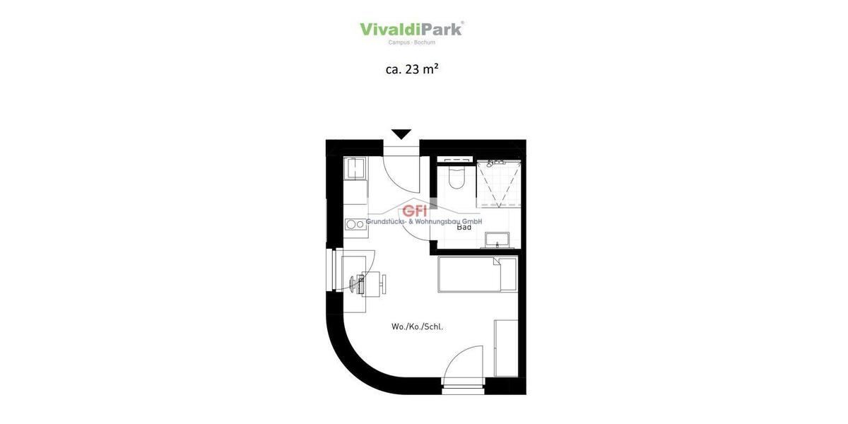 Etagenwohnung Bochum Laer - 2 Zimmer, 62 m&sup2;, 1.090&euro; | Angebot:26381526