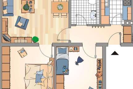 Wohnung Recklinghausen Grullbad - 2.5 Zimmer, 51 m&sup2;, 211&euro; | Angebot:25818755