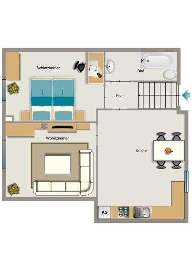Etagenwohnung Marl - 2.5 Zimmer, 59 m&sup2;, 455&euro; | Angebot:25958497