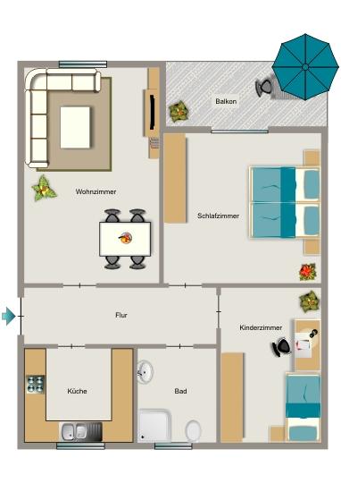 Erdgeschoßwohnung Herten - 3.5 Zimmer, 64 m&sup2;, 500&euro; | Angebot:25774537
