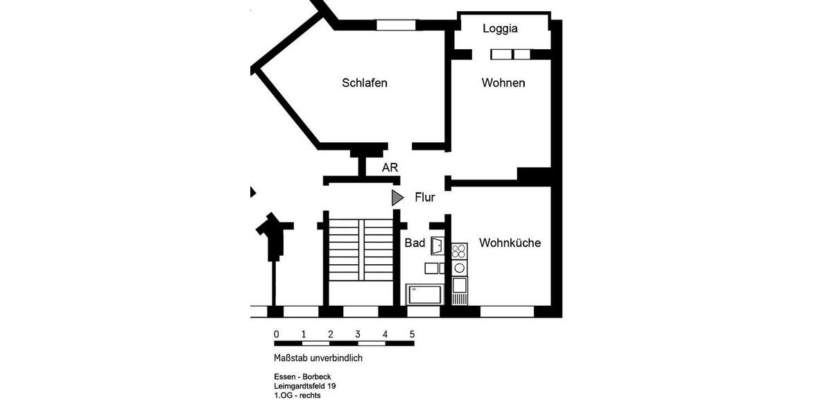Etagenwohnung Essen Stadtbezirk IV - 2 Zimmer, 65 m&sup2;, 545&euro; | Angebot:25377676