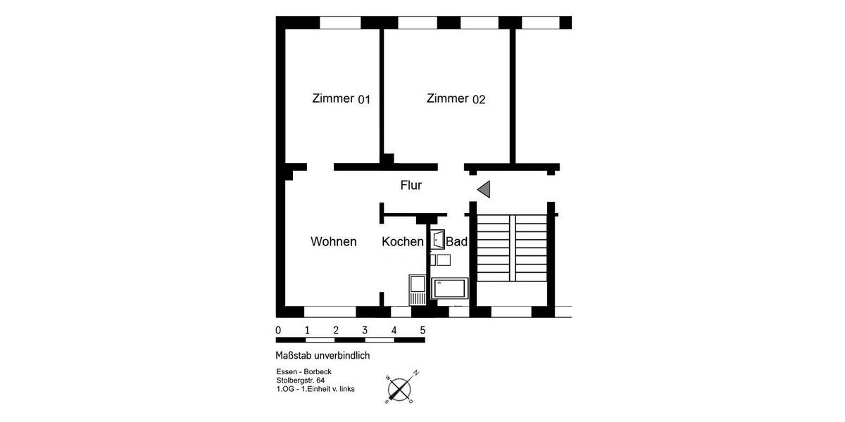 Etagenwohnung Essen Stadtbezirk IV - 2 Zimmer, 62 m&sup2;, 545&euro; | Angebot:25571580