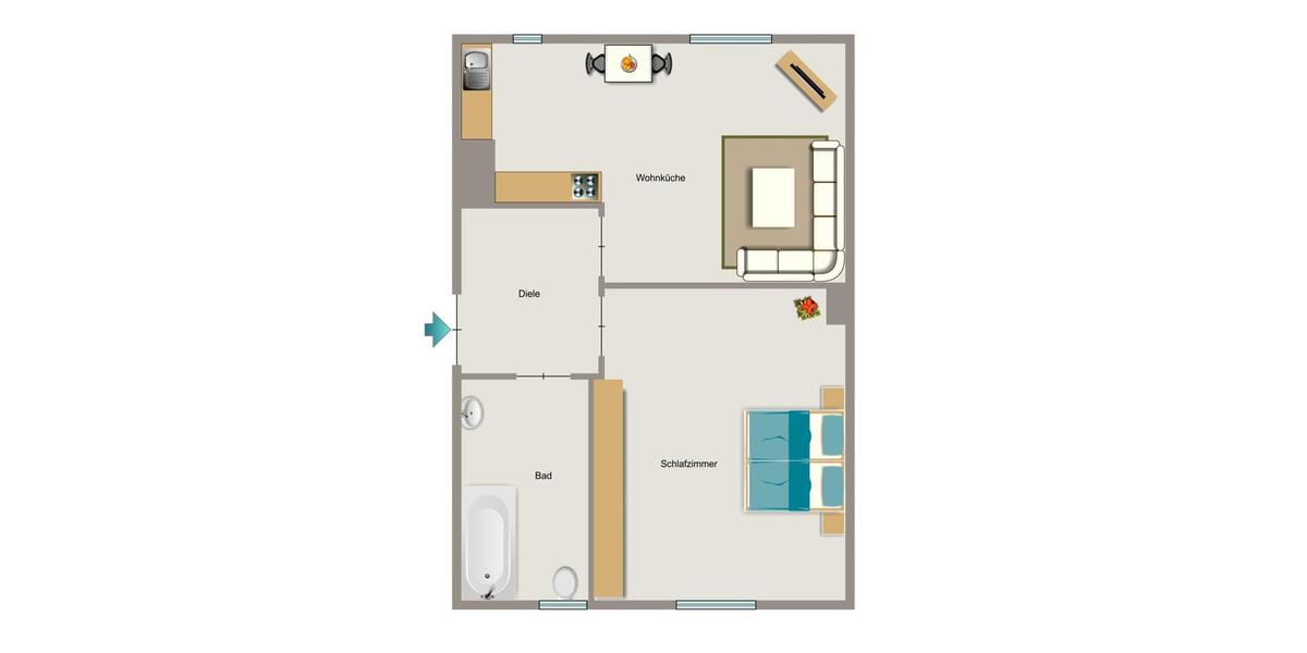 Etagenwohnung Bochum Bochum-Nord - 1.5 Zimmer, 46 m&sup2;, 350&euro; | Angebot:25057080