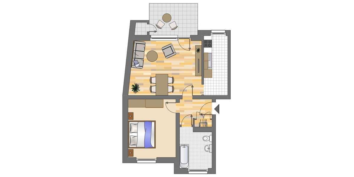 Etagenwohnung Dortmund Innenstadt West - 2 Zimmer, 55 m&sup2;, 286&euro; | Angebot:26607415