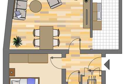 Wohnung Dortmund Innenstadt West - 2 Zimmer, 55 m&sup2;, 286&euro; | Angebot:26607415