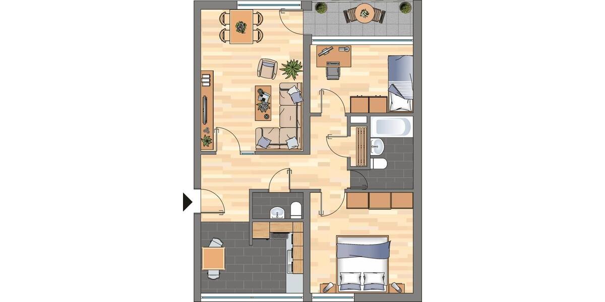 Etagenwohnung Dortmund Scharnhorst - 3 Zimmer, 77 m&sup2;, 639&euro; | Angebot:25253850